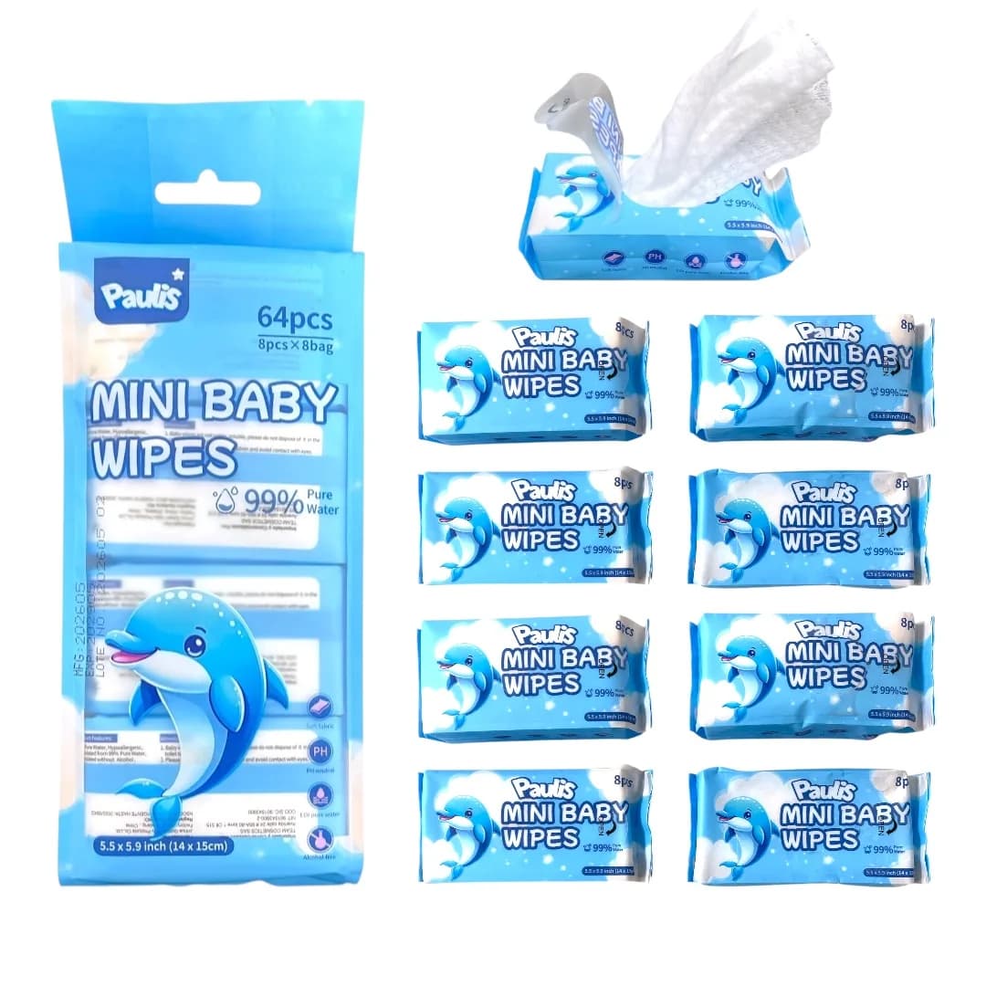 MINI WIPES CON VITAMINA E Y ALOE VERA, NATUTAL