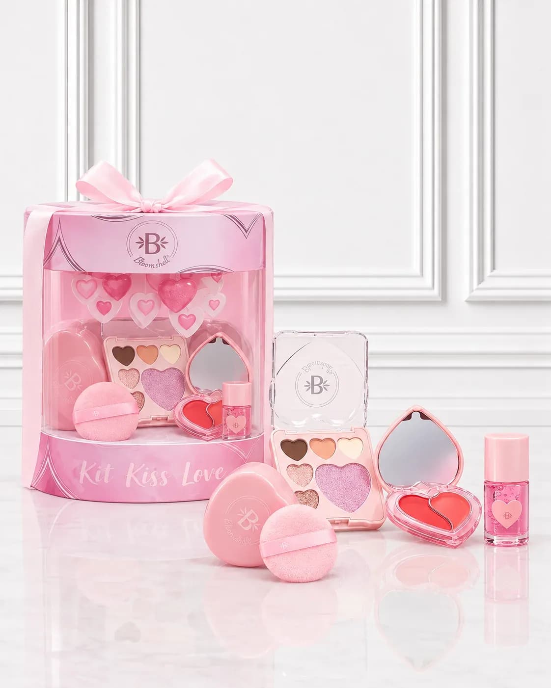 KIT X 4 GLOSS, RUBOR, PALETA SOMBRAS Y POLVO SUELTO